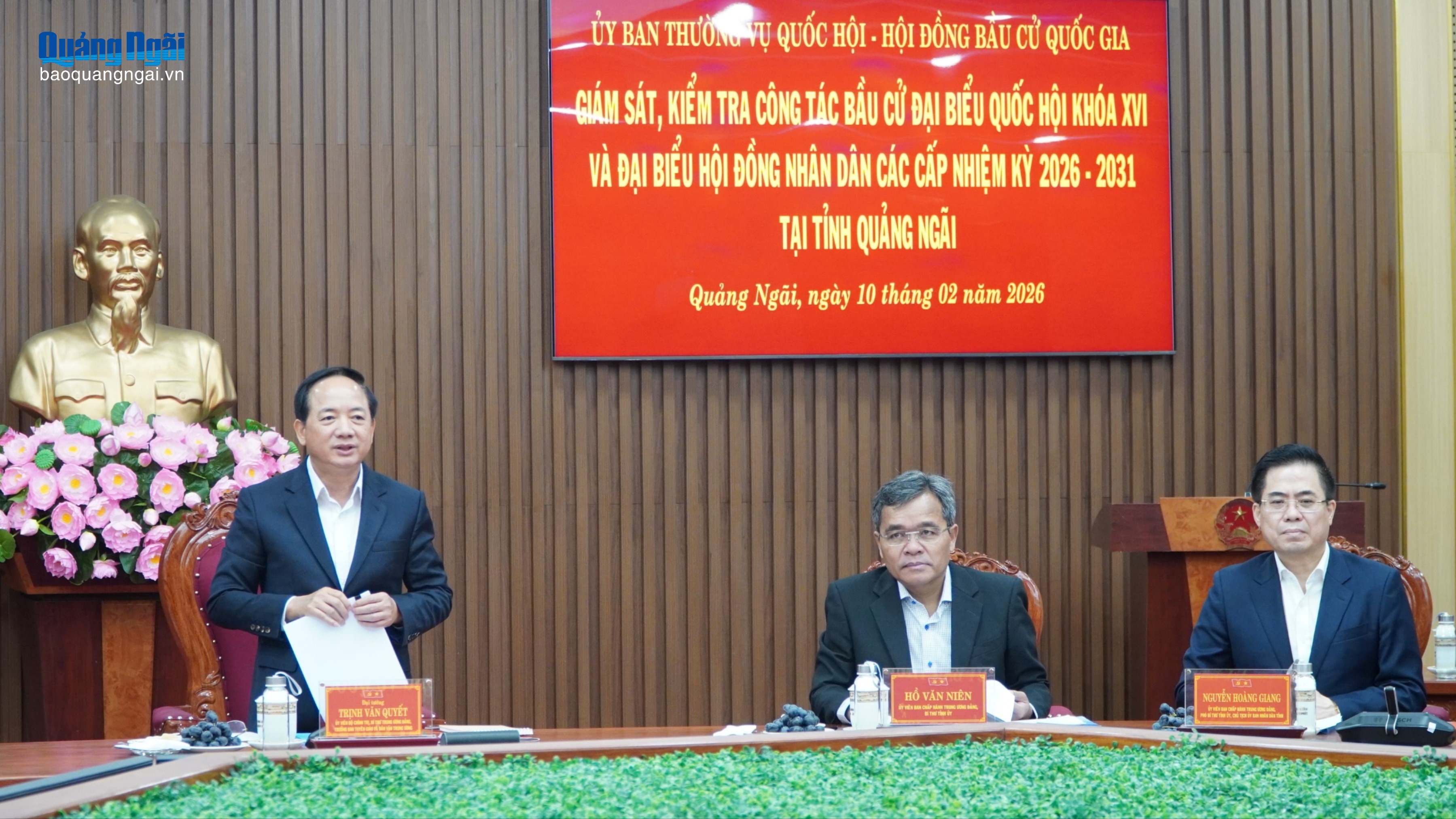 Đoàn giám sát, kiểm tra của Ủy ban Thường vụ Quốc hội - Hội đồng Bầu cử quốc gia làm việc tại Quảng Ngãi