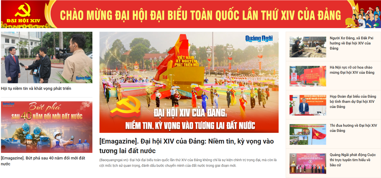Báo và Phát thanh, Truyền hình Quảng Ngãi tuyên truyền đậm nét về Đại hội XIV qua các loại hình báo chí và nền tảng mạng xã hội.