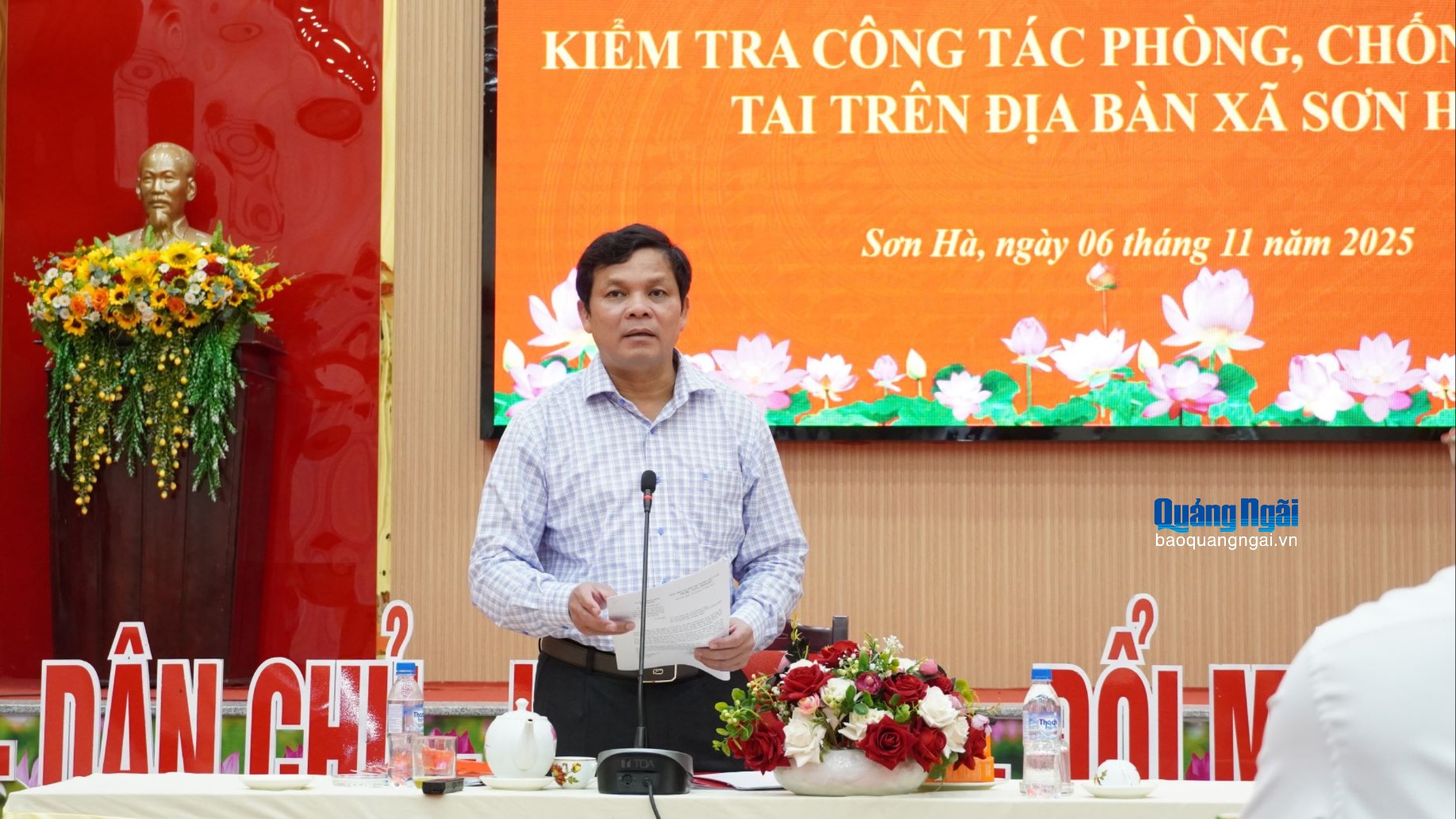 Phó Bí thư Tỉnh ủy, Chủ tịch HĐND tỉnh Nguyễn Đức Tuy phát biểu tại buổi làm việc.