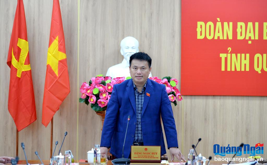 Phó Bí thư Thường trực Tỉnh ủy, Trưởng đoàn ĐBQH tỉnh Đặng Ngọc Huy phát biểu kết luận buổi làm việc.