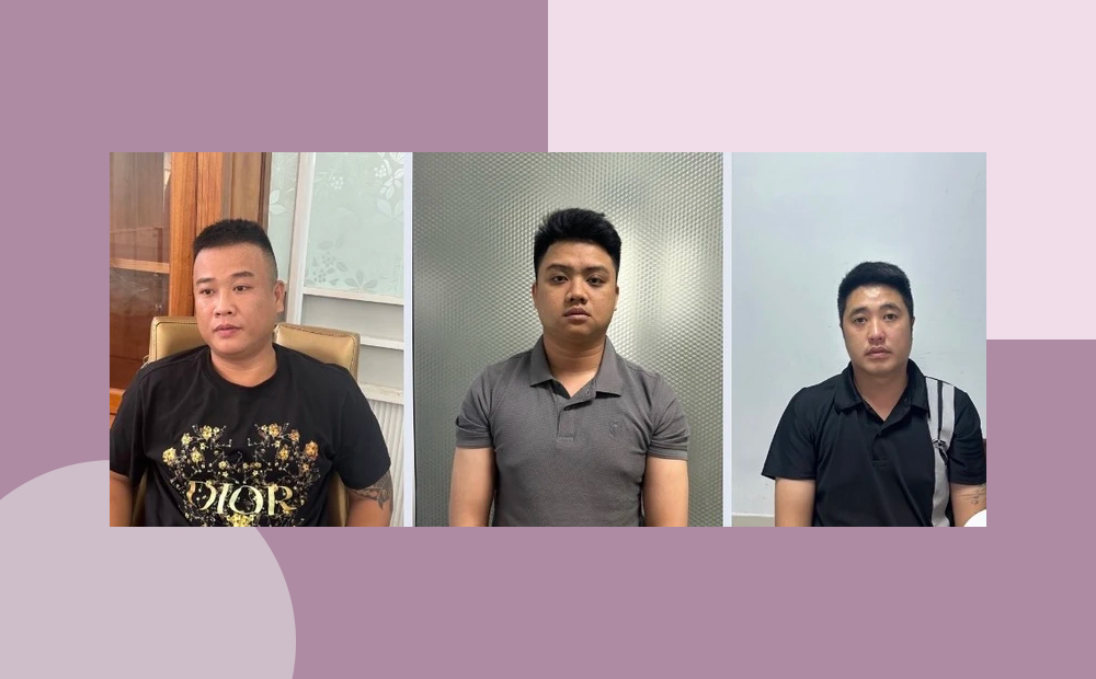 Các bị can Phan Võ Nhật Huy, Đỗ Tấn Rin và Lê Viết Nam. (Ảnh Công an cung cấp)